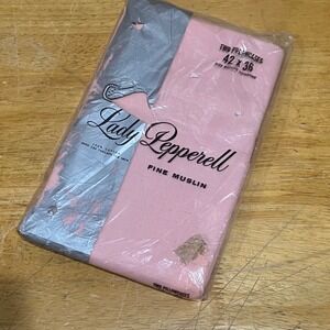 Vintage Lady Pepperell Pink Muslin Pillowcases Set of 2 NOS 42x36 100% Cotton